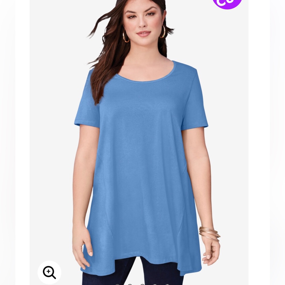 Roaman’s PLUS Scoopneck Swing Ultimate Cotton Tunic in Horizon Blue PLUS SZ  1X